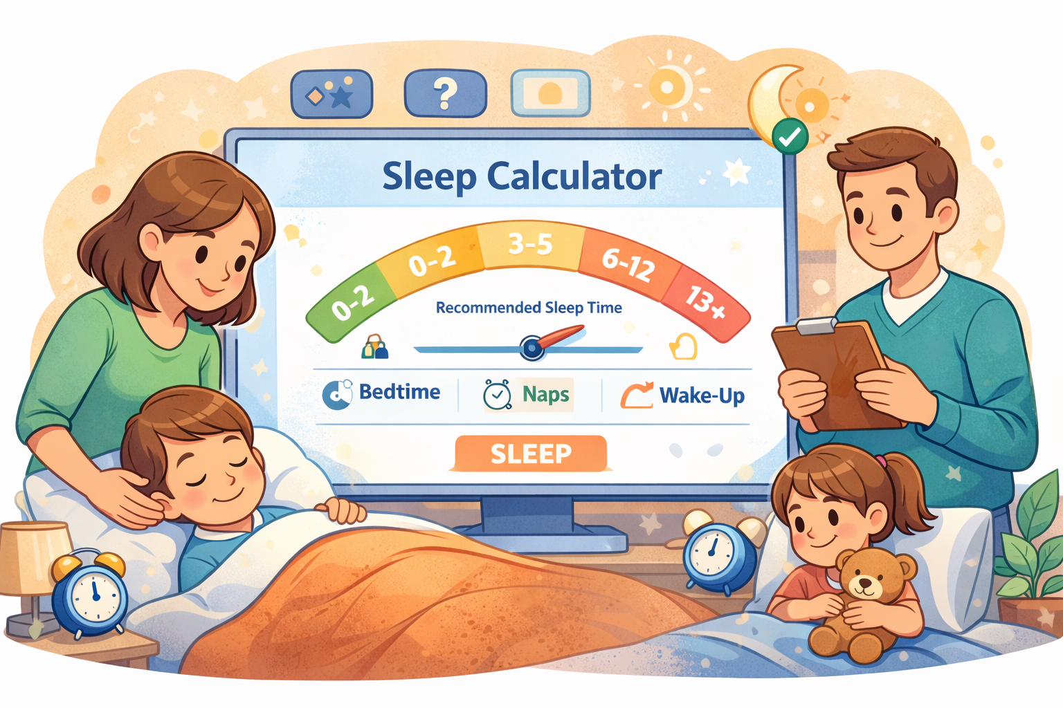 Sleep calculator for kids helping parents plan healthy bedtime routines